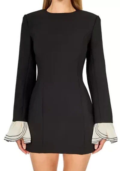 RUFFLE DETAILED LONG SLEEVE MINI DRESS