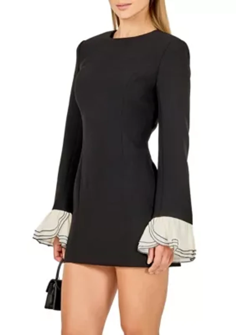 RUFFLE DETAILED LONG SLEEVE MINI DRESS