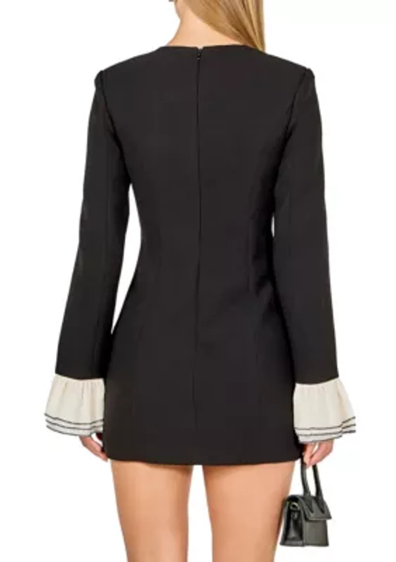 RUFFLE DETAILED LONG SLEEVE MINI DRESS