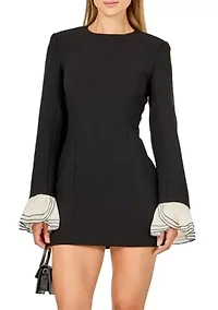 RUFFLE DETAILED LONG SLEEVE MINI DRESS