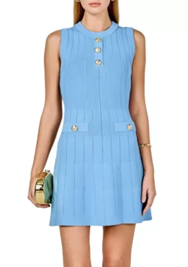 Women's Shank Button Knit Mini Dress