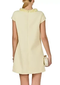 Tweed Mini Dress With Floral Trim