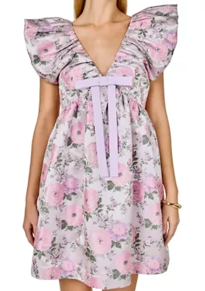 Jacquard with bow Mini Dress