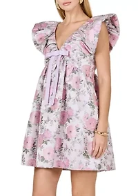 Jacquard with bow Mini Dress