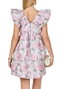 Jacquard with bow Mini Dress