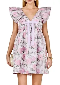 Jacquard with bow Mini Dress