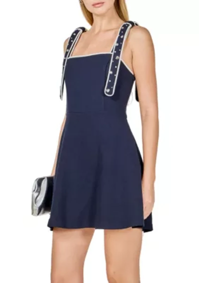 Bead Embellished Strap Mini Dress