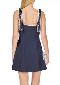 Bead Embellished Strap Mini Dress