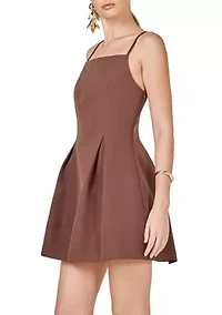 Pleated Structured Mini Dress