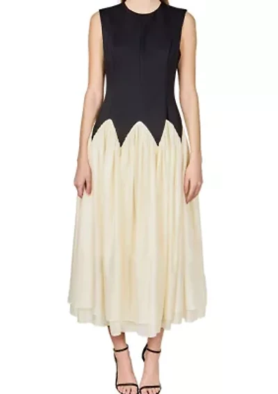 Contrast color midi dress