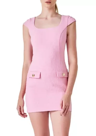 Tweed Cap Sleeve Mini Dress