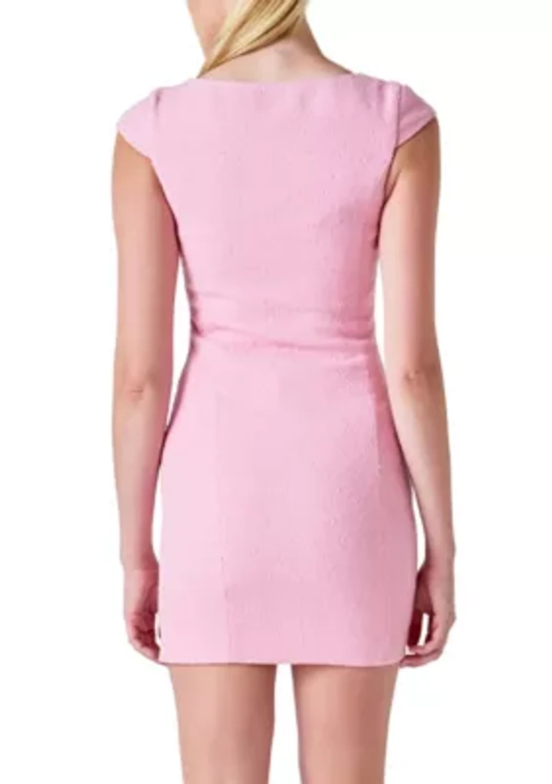 Tweed Cap Sleeve Mini Dress