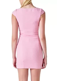 Tweed Cap Sleeve Mini Dress
