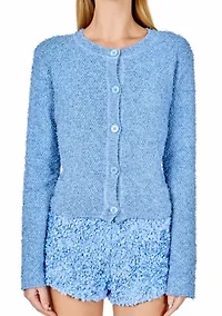 Textured Buttoned Sweater Cardigan