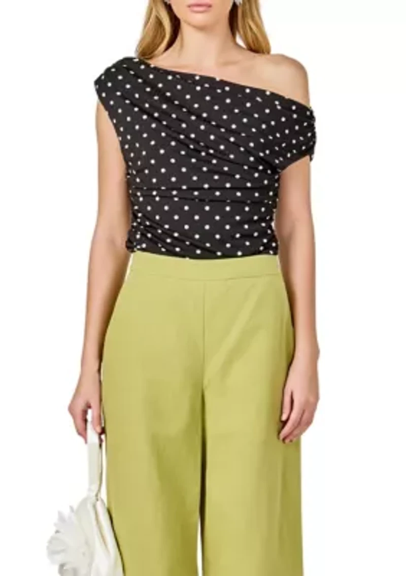 Asymmetrical Polka Dot Top