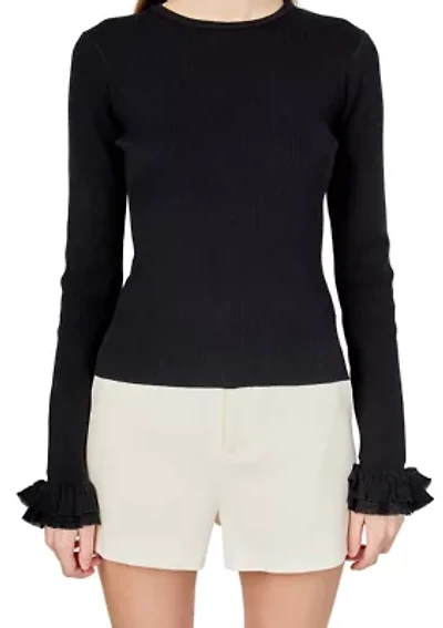 Ruffled Cuff Knit Top