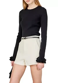 Ruffled Cuff Knit Top