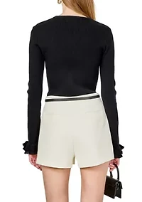 Ruffled Cuff Knit Top