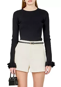 Ruffled Cuff Knit Top