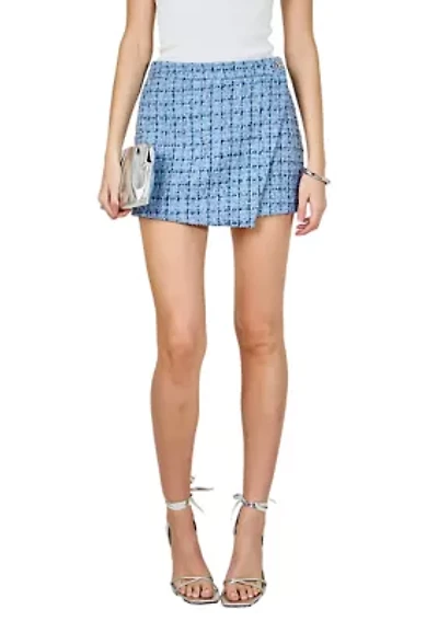 Tweed Front Flap Wrap Skirt