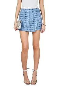 Tweed Front Flap Wrap Skirt