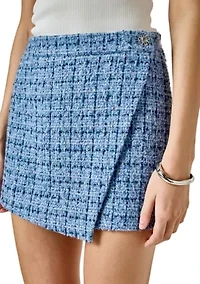 Tweed Front Flap Wrap Skirt