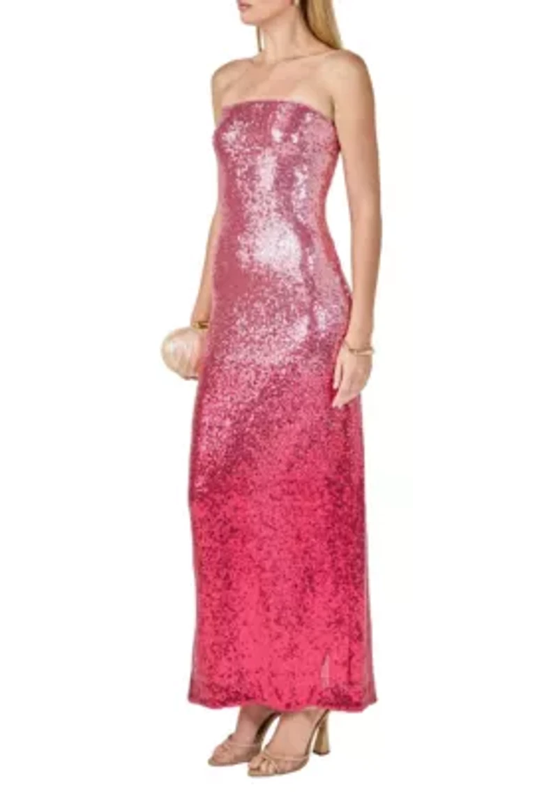 Ombre Sequins Strapless Maxi Dress