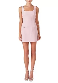 Tweed Scoop Neck Mini Dress