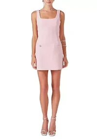 Tweed Scoop Neck Mini Dress