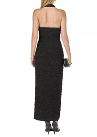 STRECHY HALTER NECK MIDI DRESS