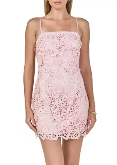 3DSEQUINS LACE MINI DRESS