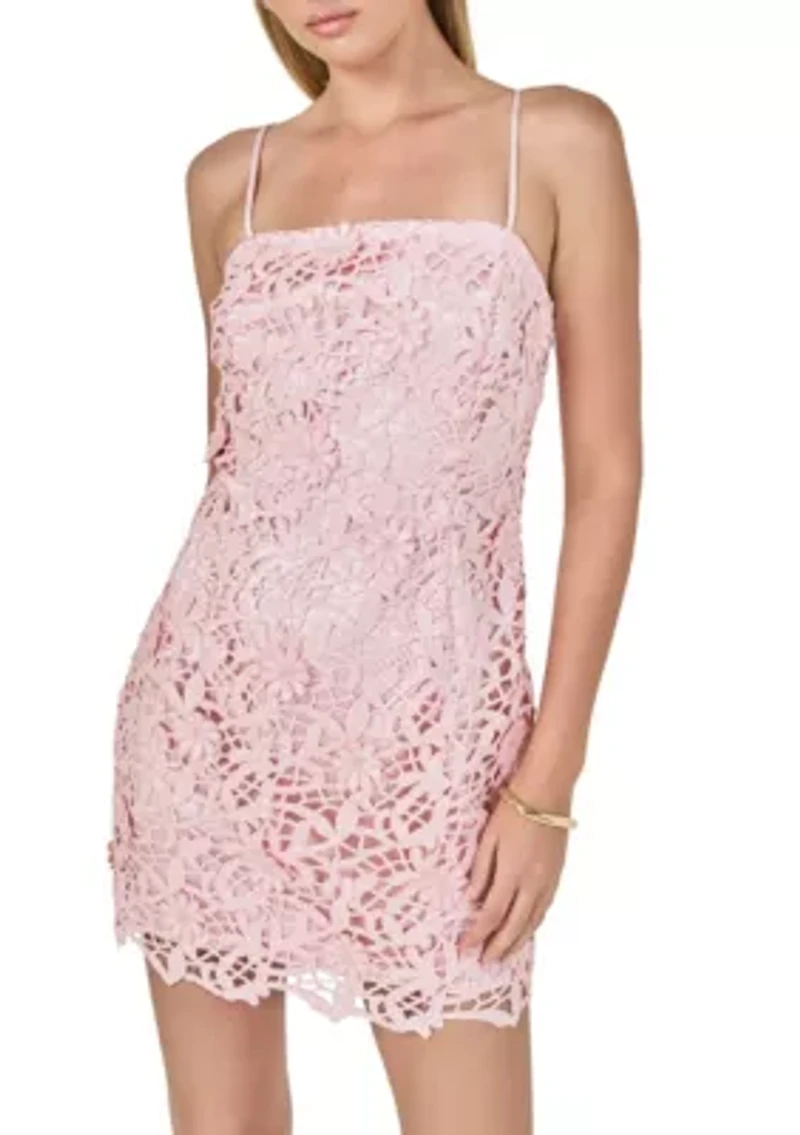 3DSEQUINS LACE MINI DRESS