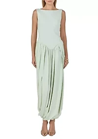 CONTRAST FLOWY MAXI DRESS