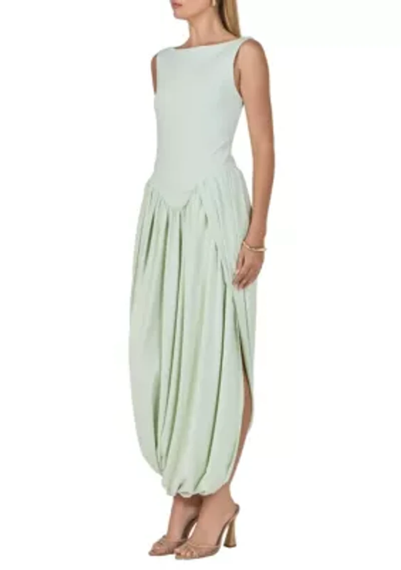 CONTRAST FLOWY MAXI DRESS