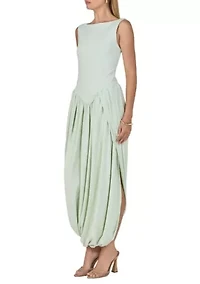 CONTRAST FLOWY MAXI DRESS