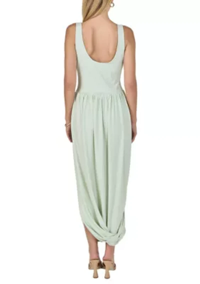 CONTRAST FLOWY MAXI DRESS
