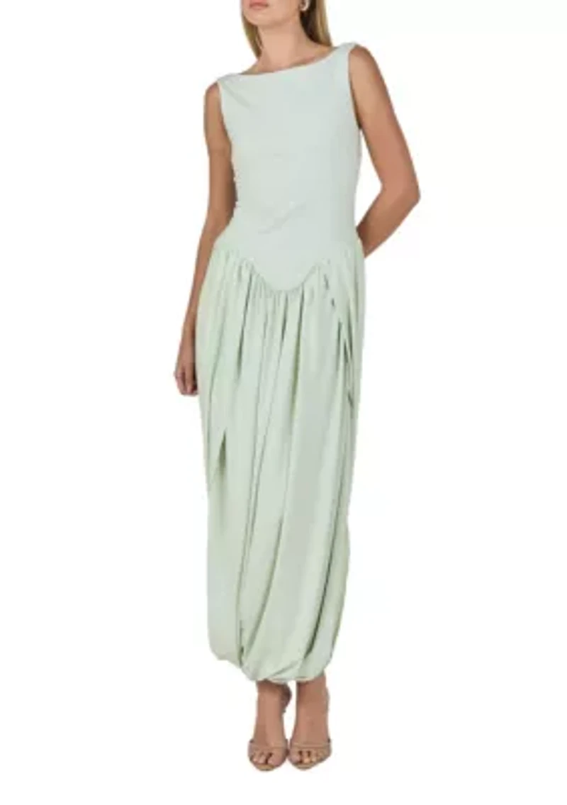 CONTRAST FLOWY MAXI DRESS