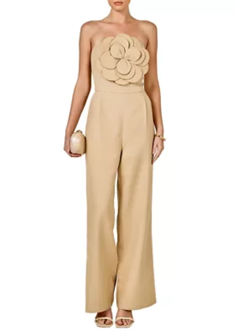 Floral Applique Strapless Jumpsuit