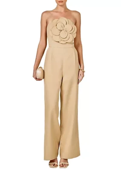 Floral Applique Strapless Jumpsuit