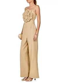 Floral Applique Strapless Jumpsuit