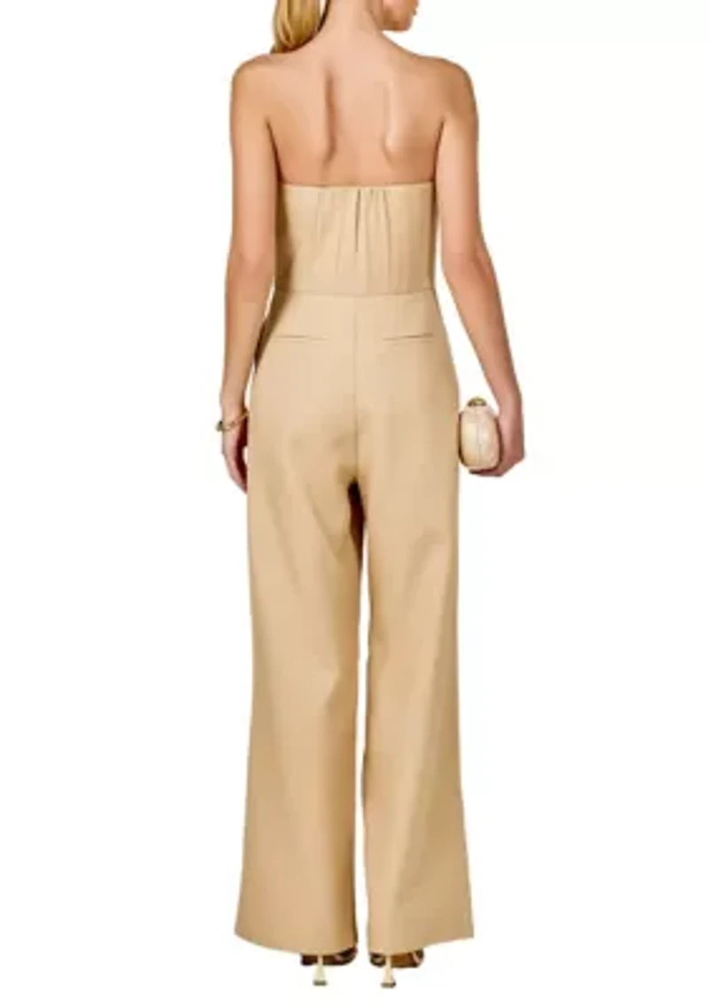 Floral Applique Strapless Jumpsuit