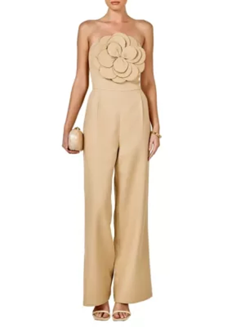 Floral Applique Strapless Jumpsuit