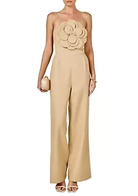 Floral Applique Strapless Jumpsuit