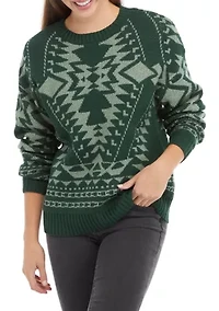 Women's Long Sleeve Printed Sweater