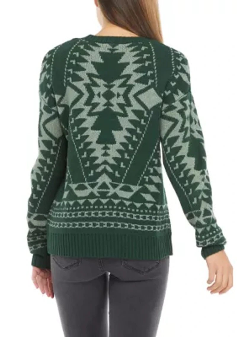 Women's Long Sleeve Printed Sweater