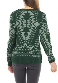 Women's Long Sleeve Printed Sweater