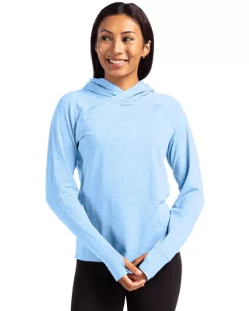 Cutter & Buck Adapt Knit Recycled Womens Heathered Hooded Pullover