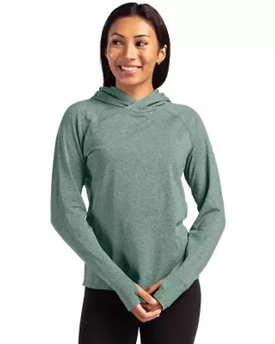 Cutter & Buck Adapt Knit Recycled Womens Heathered Hooded Pullover
