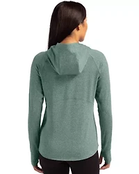 Cutter & Buck Adapt Knit Recycled Womens Heathered Hooded Pullover