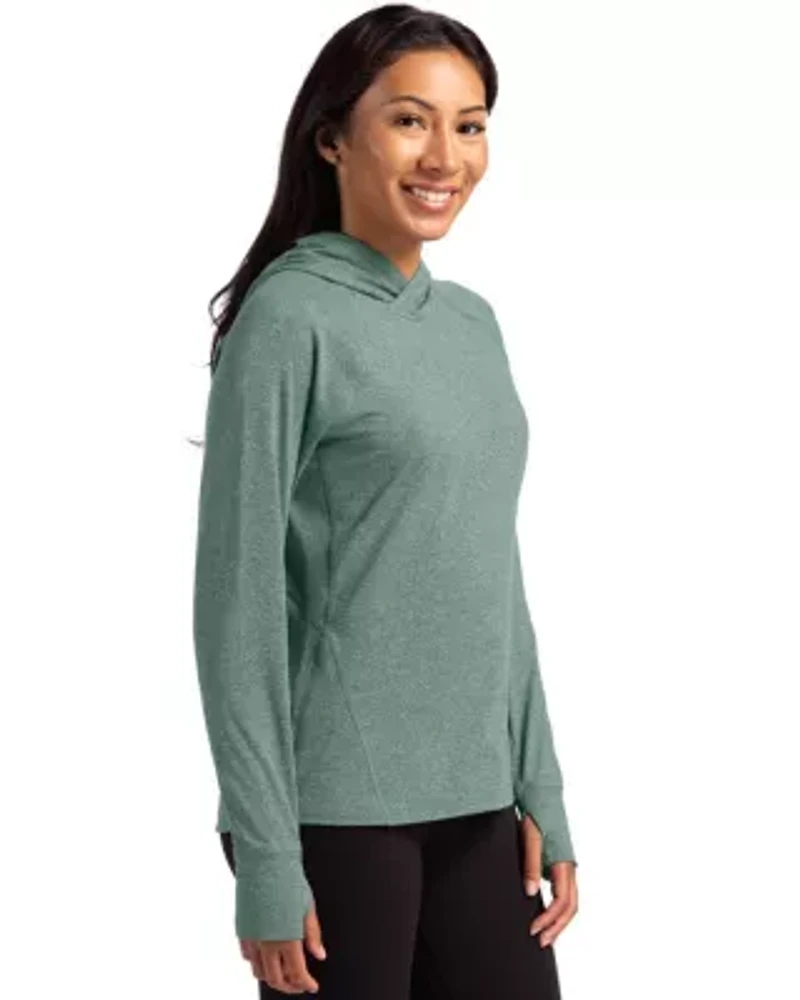 Cutter & Buck Adapt Knit Recycled Womens Heathered Hooded Pullover